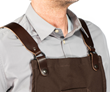 Comfortable, wide, leather straps — straps can be removed so apron can go into the wash