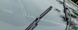 wiper blades on a windshield