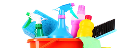 cleaning supplies on a white background