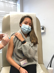 Silvana Cespedes receives COVID-19 vaccine at Bergen New Bridge Medical Center.