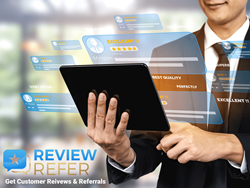 Picture showing happy businessman using ReviewRefer.com service
