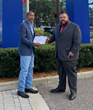 Senator Darryl Rouson (D). District 19. and Jason Labossiere holding certificate of appreciation from Johns Hopkins All Children’s Hospital 12/22/2020