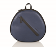 AirPods Max Shield Case — blue full-grain leather with black ballistic nylon