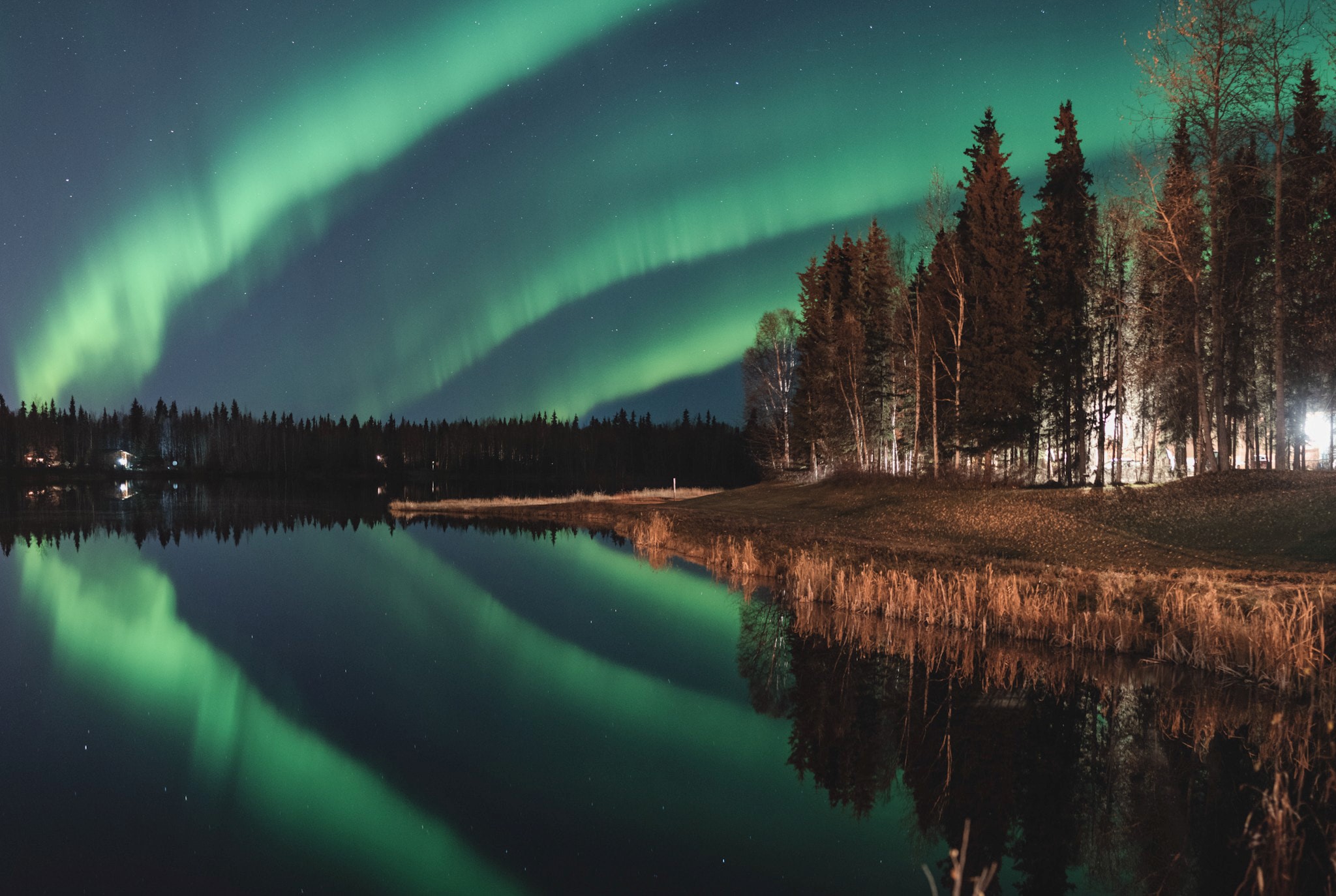 Northern Lights over Chena Lake, just outside of Fairbanks, Alaska