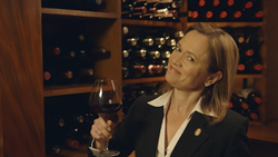 Andrea Robinson, MS in wine cellar