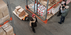 FluShields Staff in Face Mask and Medical Supplies Fulfillment Warehouse