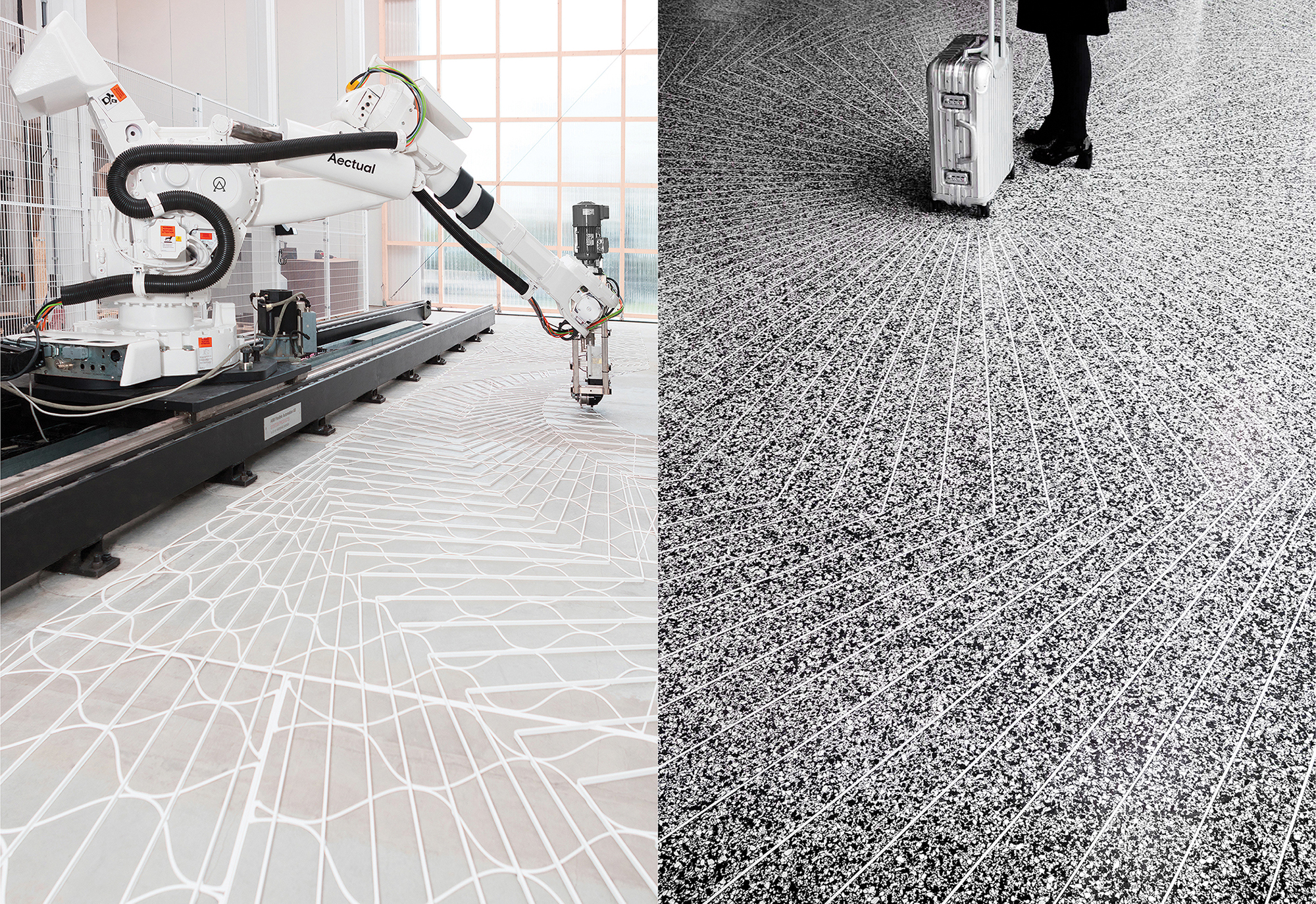 Aectual XL 3D-printed robot - Amsterdam Schiphol International Airport flooring