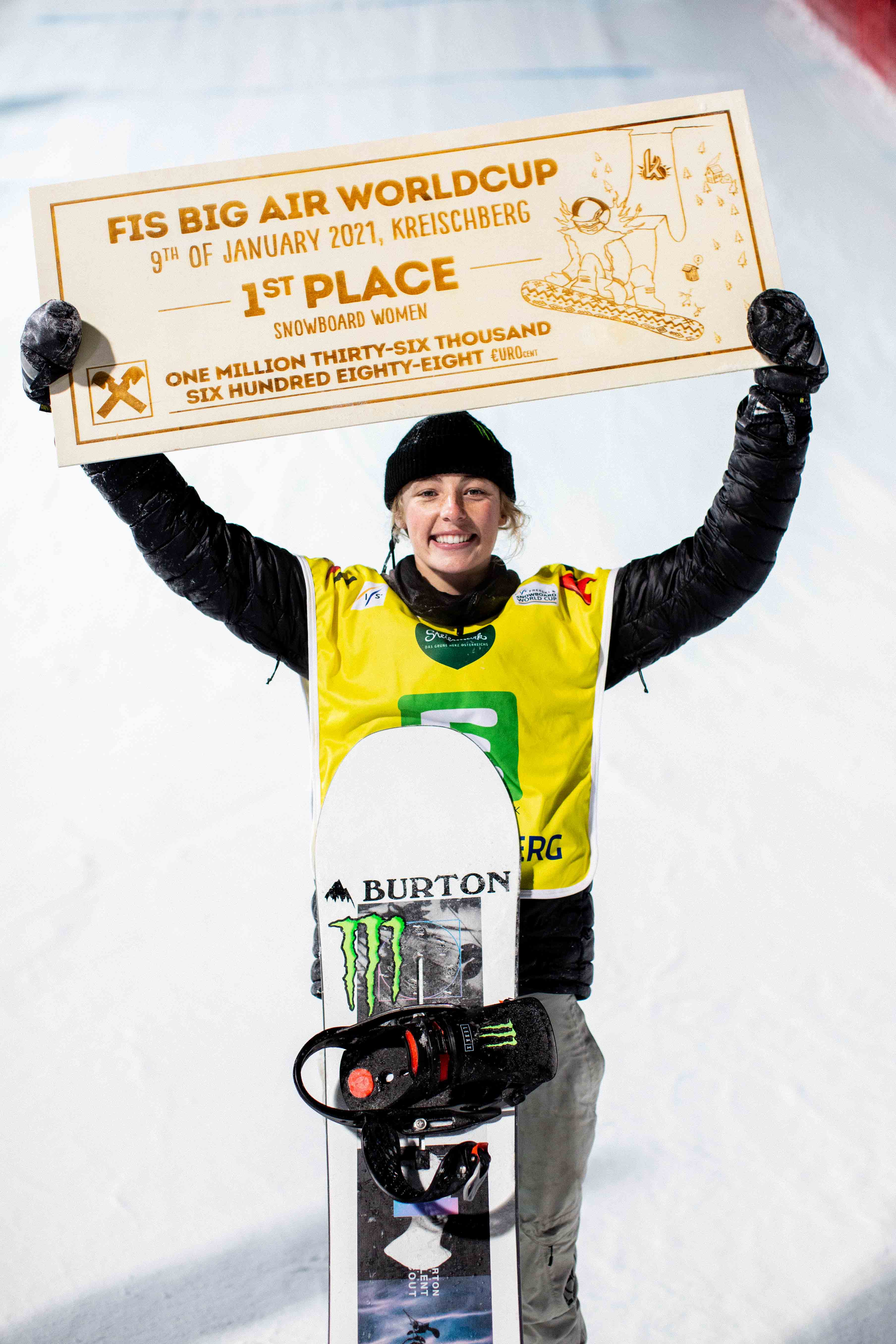 Monster Energy's Zoi Sadowski-Synnott Claims Gold in Women's Snowboard Big Air Gold at the FIS Snowboard Park & Pipe World Cup in Kreischberg, Austria