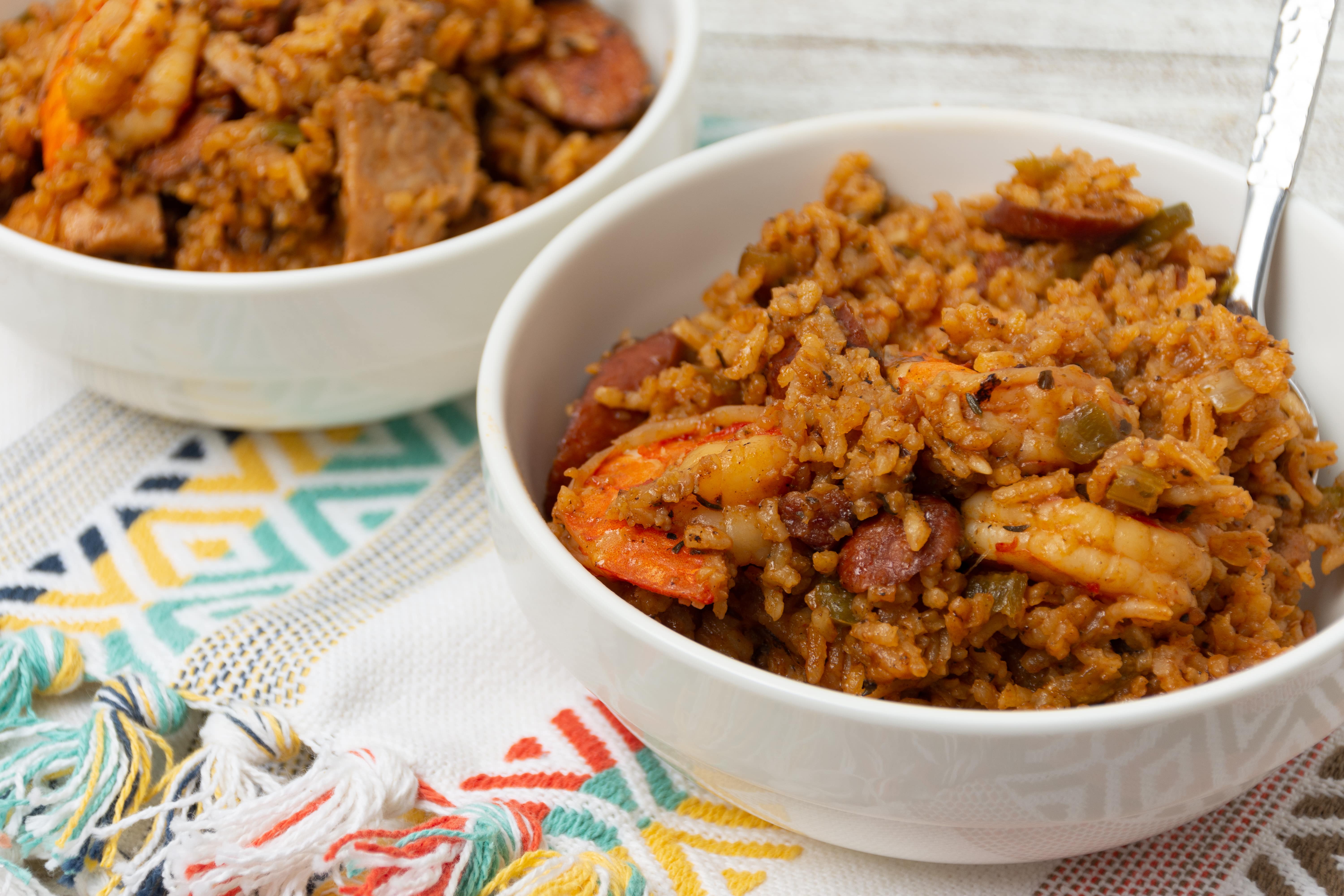 Fuchs North America introduces its Family Recipes Collection of seasonings, flavors and bases.  Pictured is jambalaya, featuring a seasoning from the new collection.