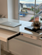 Minimal Footprint & Built-In Desk Storage