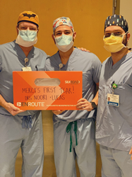 Vascular surgery team Drs. Paul Lucas, Vincent Noori and Gabriel Pereira pictured after TCAR procedure, Monday, Jan. 25th, 2021, at Mercy Medical Center in Baltimore, MD