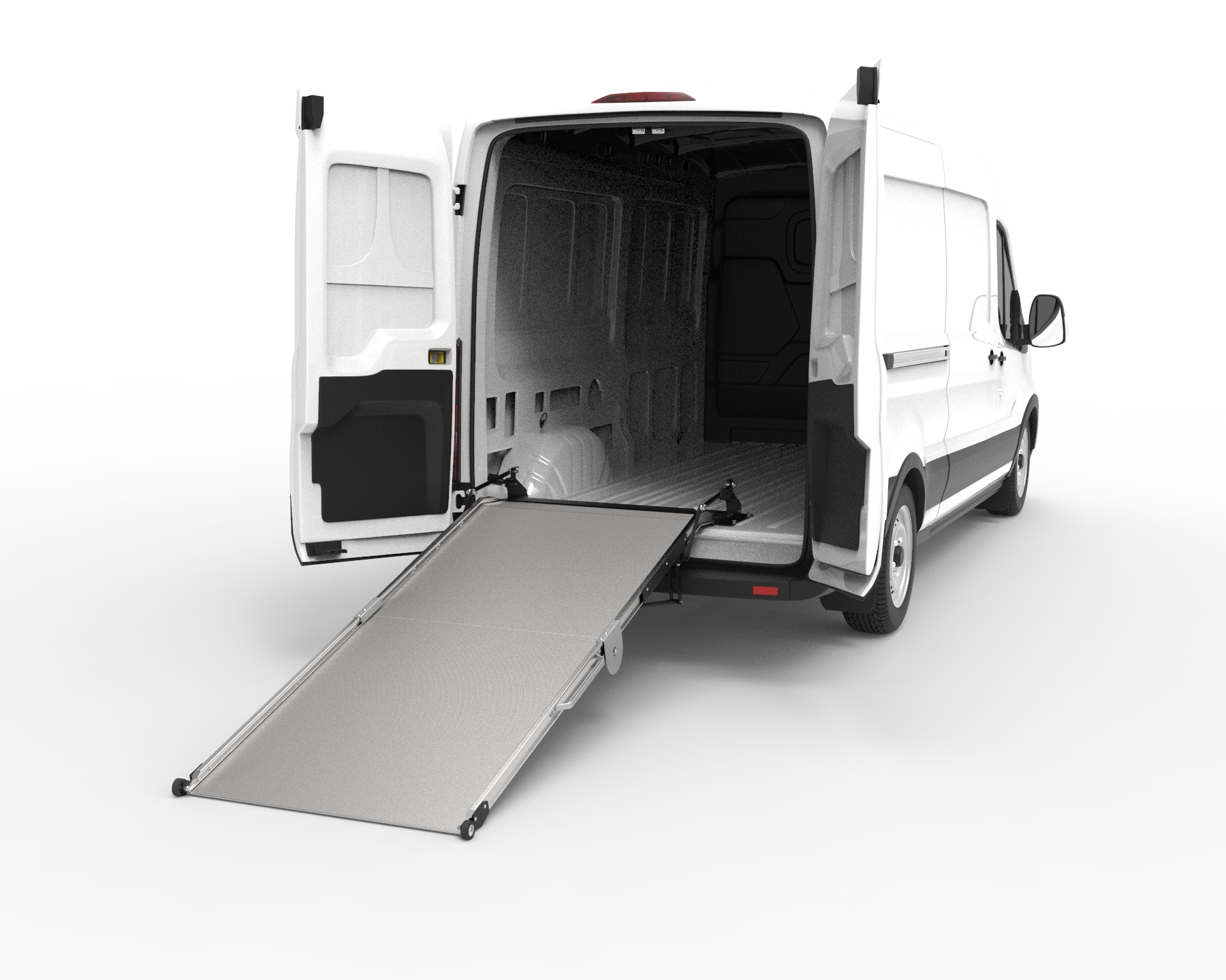 It fits Ford Transit cargo vans with medium and high roof configurations, and NISSAN NV, Dodge Ram ProMaster and Mercedes-Benz Sprinter cargo vans with high roof configurations.