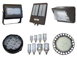 A collection of six of the most popular types of LED lights offered by CommercialLEDLights.com, showcasing their comprehensive lighting solutions