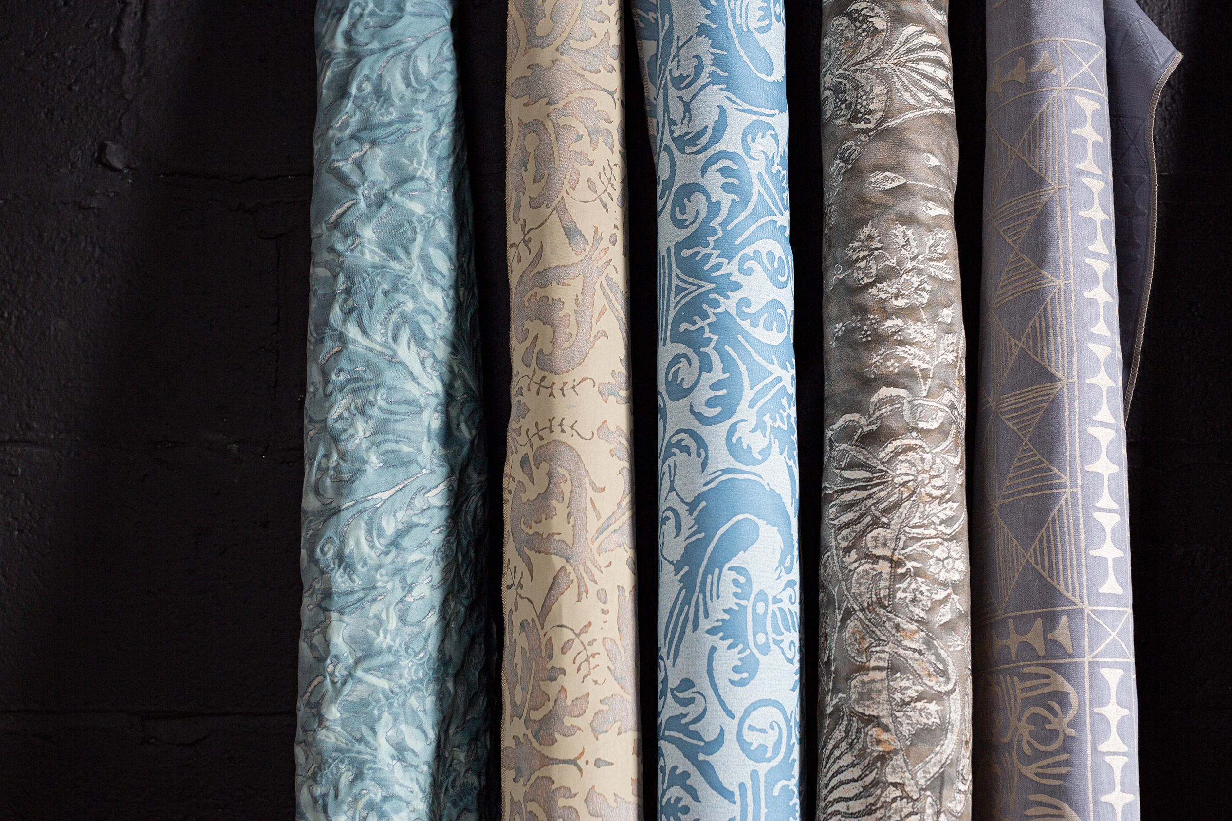 Fortuny fabric - blue slate rolls