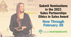 Nominations for the Sales Partnerships Awards for Ethics in Sales will be accepted through Friday, February 26.
