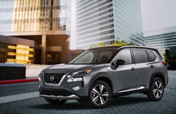 2021 Nissan Rogue parked on a brick road