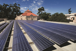 Solar array on the roof of the Fleet Science Center in San Diego's Balboa Park.