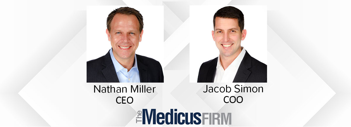 Recently announced leaders of The Medicus Firm: Nathan Miller, CEO and Jacob Simon, COO