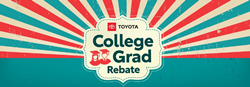 Graphic with the Toyota College Grad Rebate logo
