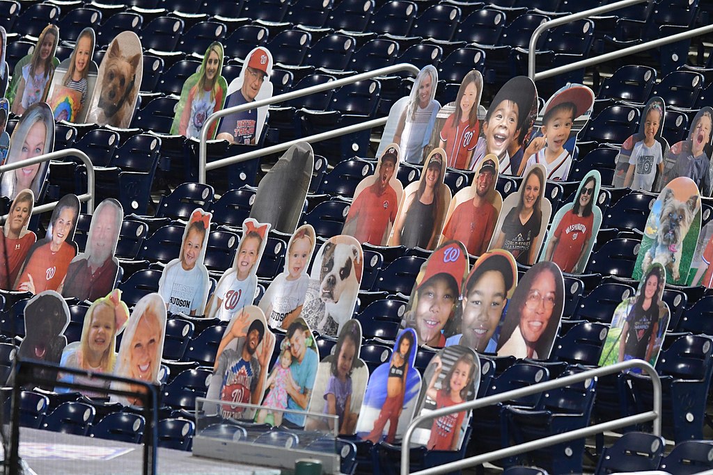 Cardboard cutouts of fans, from Nationals v Marlins at Nationals Park, August 24, 2020