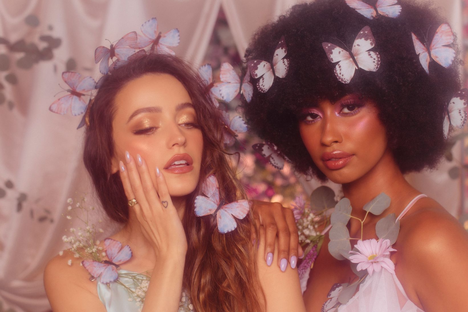 KathleenLights wearing "One of Your French Girls"  and model wearing "Lilac Wine" from the Lights Lacquer "It was All a Dream" spring 2021 collection.