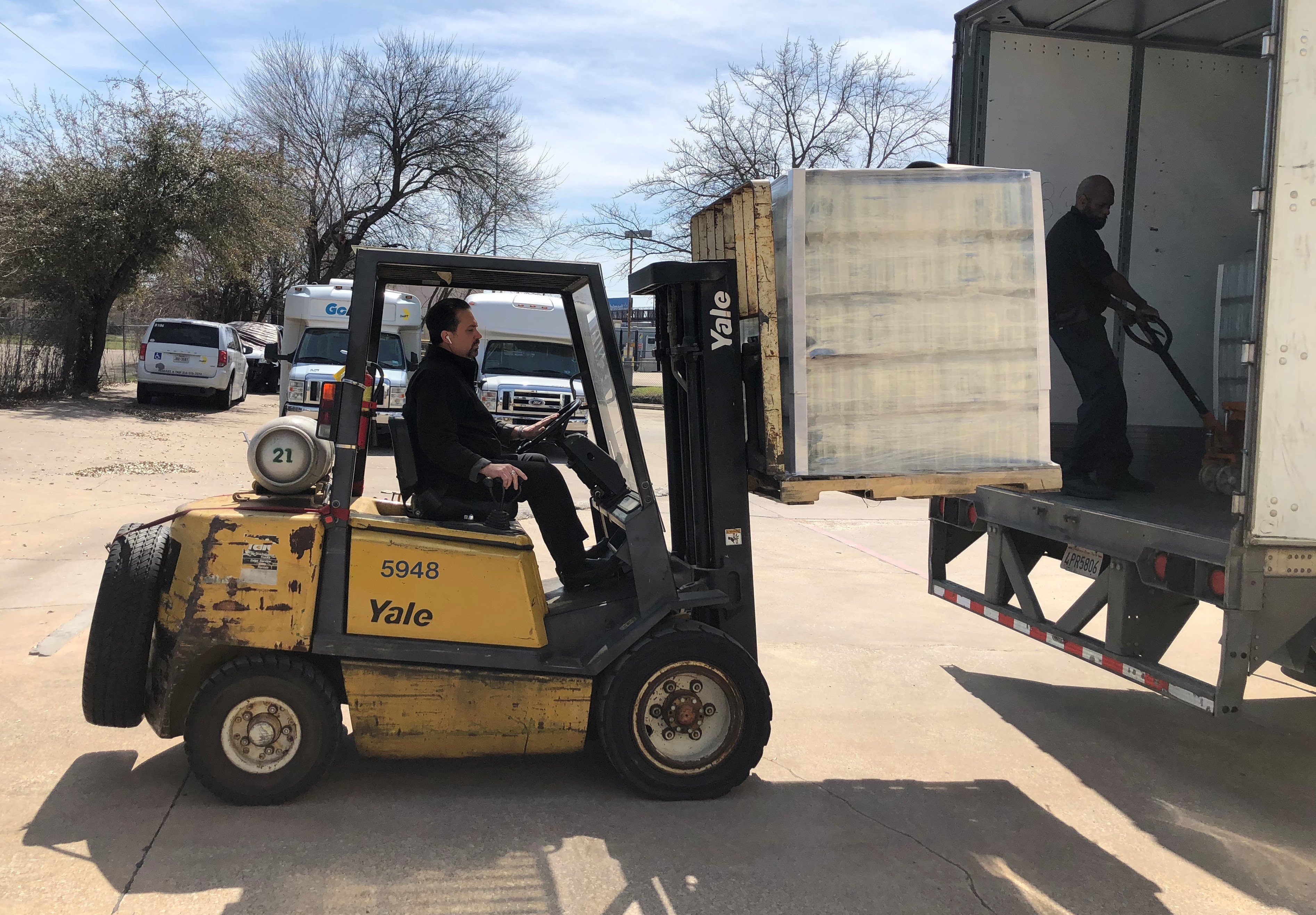 MV Transportation bottled water donation for Texas storm relief
