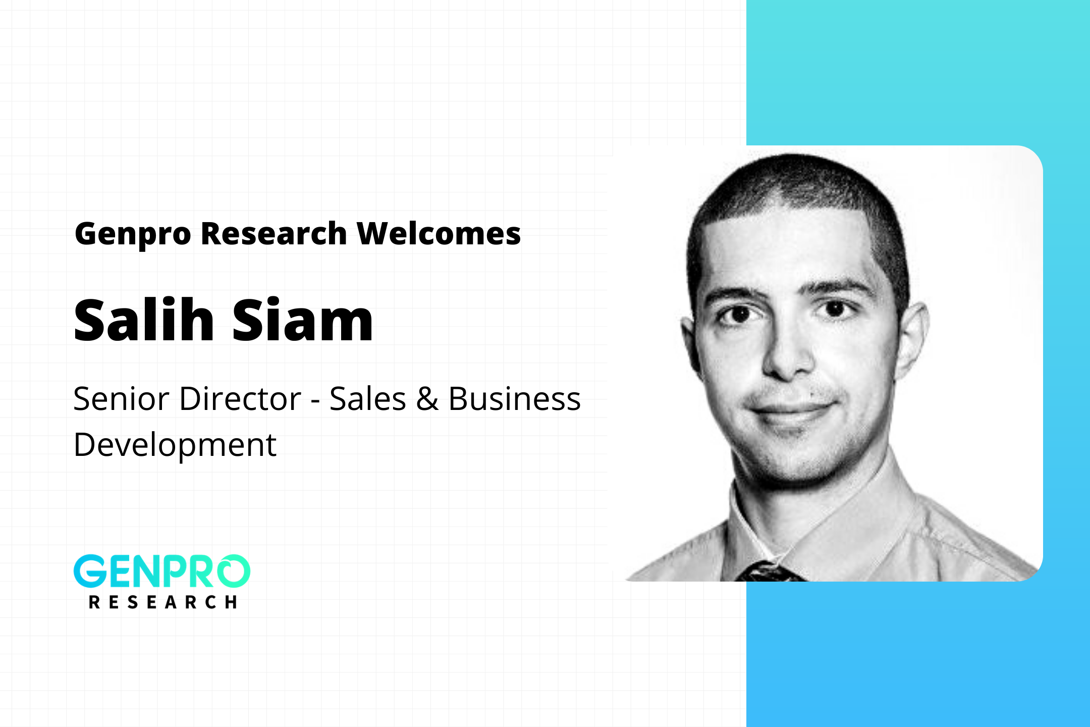 Genpro Research names Salih Siam as Senior Director, Sales & Business Development