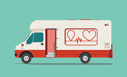 Illustration of blood drive van