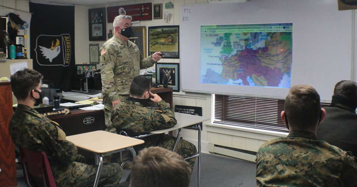 MAJ David Wallace teaches English and Social Studies to middle and upper school cadets at Fork Union Military Academy.
