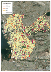 MasterPlan example, color coded for deficiency levels 1-5