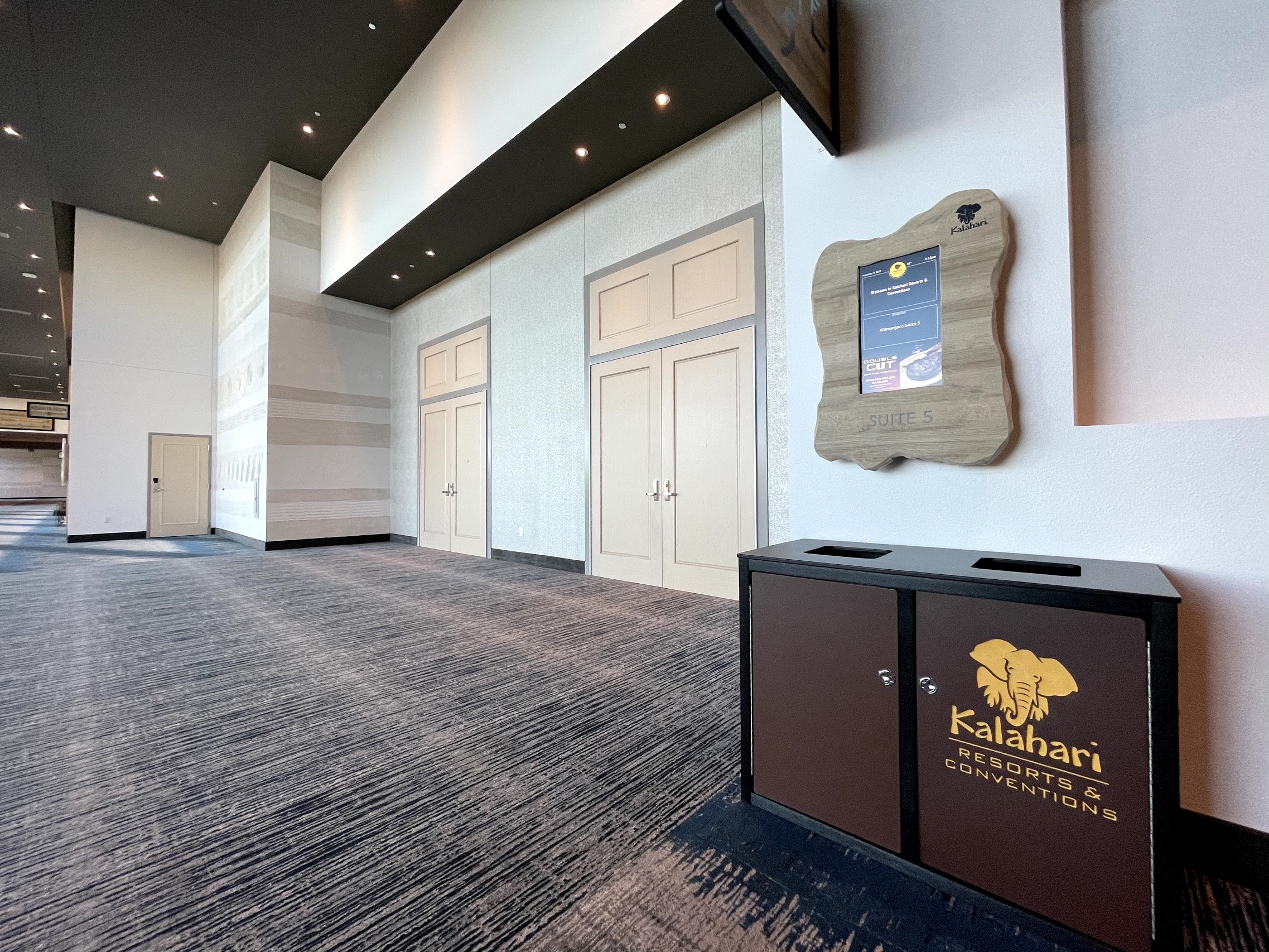 Meeting Room Signage by Ping HD outside of meeting rooms at Kalahari resort and convention center in Austin, Texas.