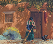 Dennis Ziemienski--Dappled Autumn Light (after Joseph Henry Sharp painting titled “Untitled (New Mexico Portrait)", oil on canvas, Image: 20” h x 24”w Framed: 23”h x 27”w