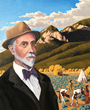 Doug West, Untitled (painting of Joseph Henry Sharp and Taos Mountain), oil on canvas, 30"h x 24"w