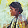 Matthew Sievers, Ode to Sharp Sharp (after Joseph Henry Sharp painting titled “Blackfoot Girl”), oil on canvas, 24”h x 24”w