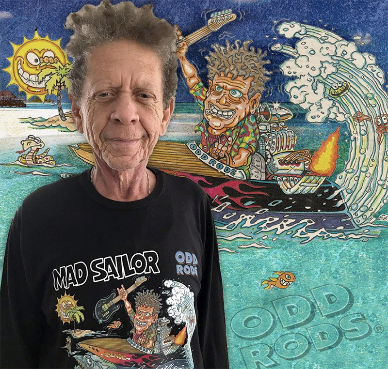 Blondie Chaplin wearing "Mad Sailor" Odd Rods Shirt