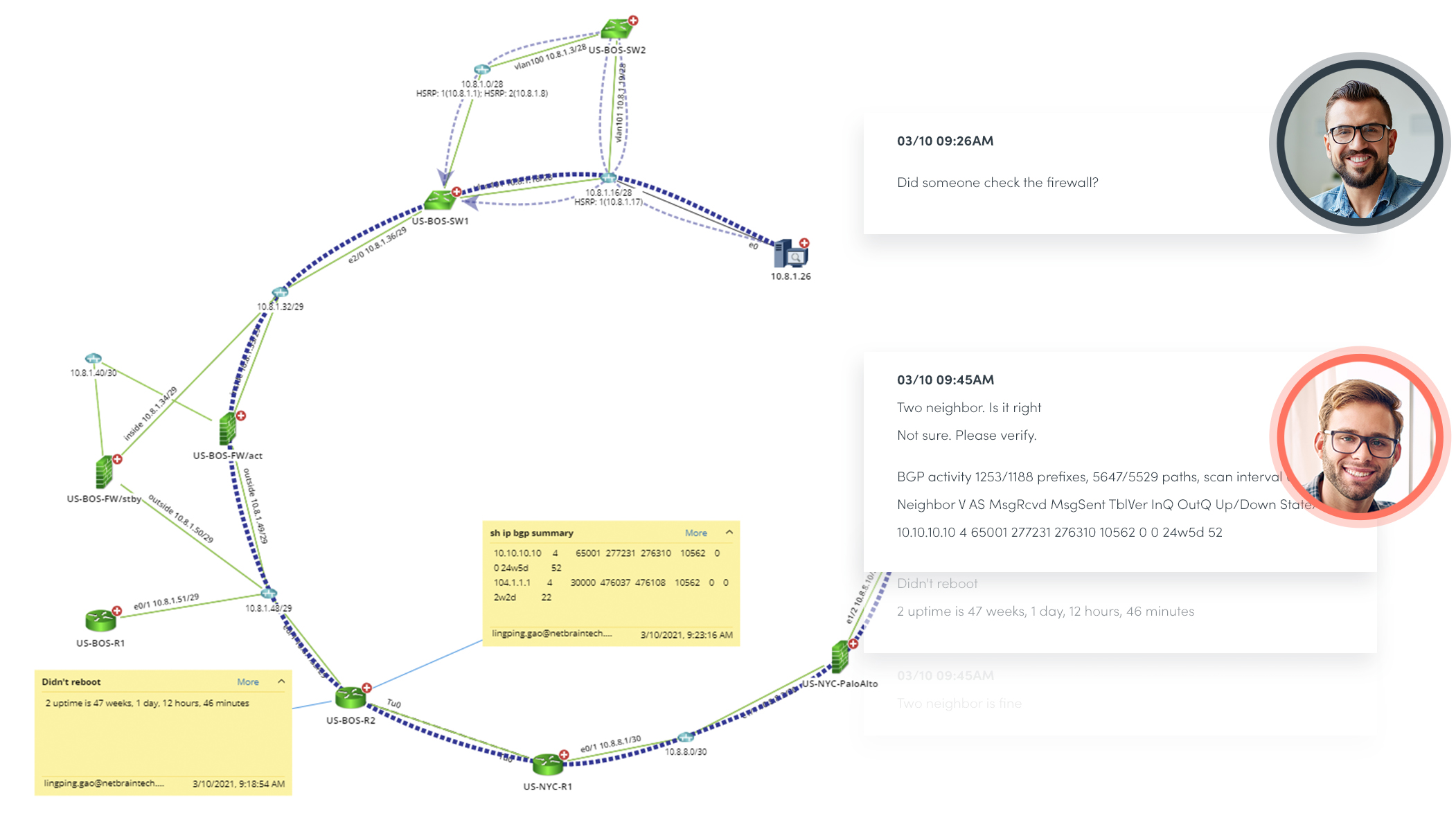 Incident collaboration feature for team network troubleshooting from NetBrain v10.0