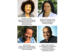 Photo of four diverse speakers: Danetta Jackson, Valorie D. Thomas, Ph.D., Iris Yirei Hu, and Ralph "Skip" Masters