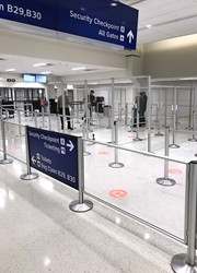 An image of a security checkpoint line at DFW Airport