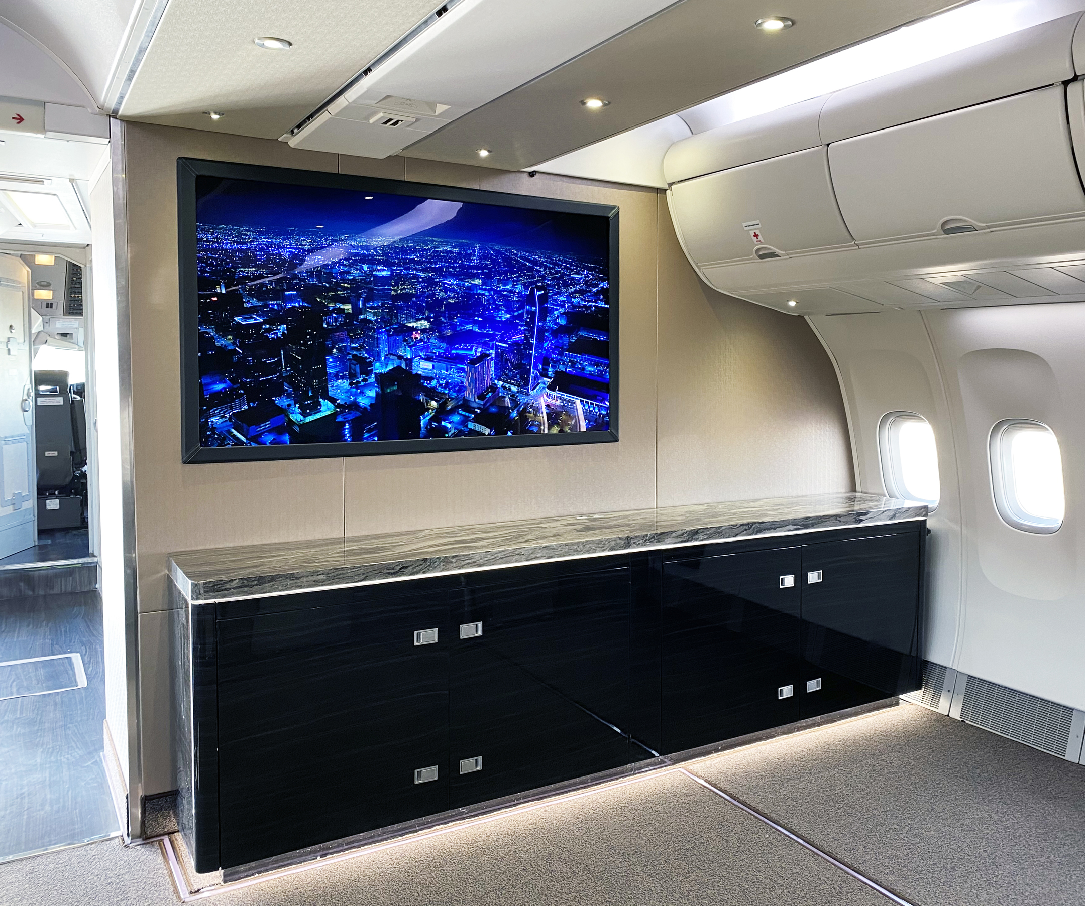 DPI Lab's new SmartCanvas™ 65" OLED UDH 4k ultra-thin display was recently installed on a VVIP Boeing 767