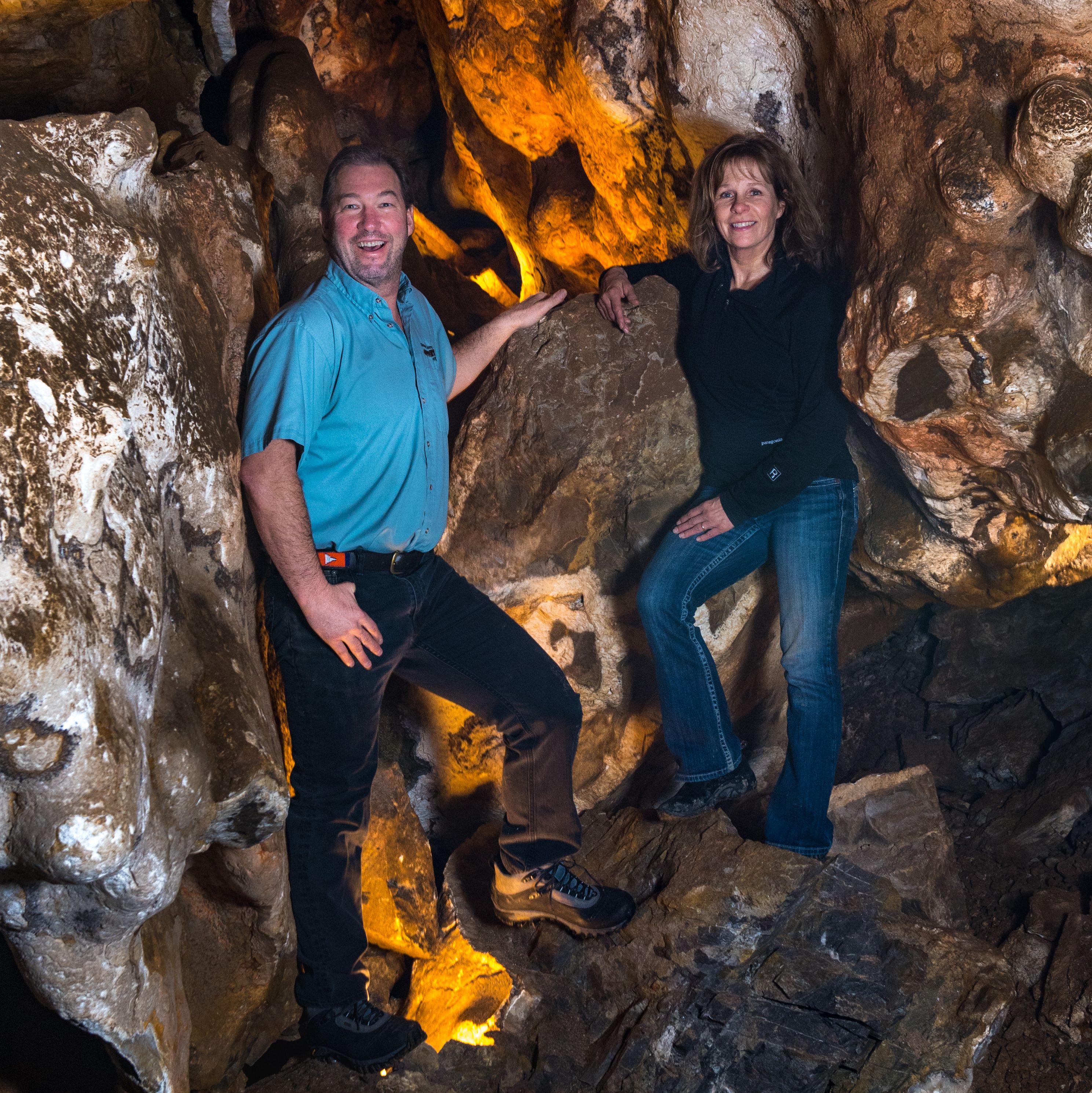 Owners Steve and Jeanne Beckley in the Fairy Caves at Glenwood Caverns Adventure Park by Jack Affleck.