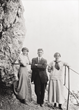 Historic photo of people standing on Exclamation Point at Glenwood Caverns' Historic Fairy Caves