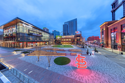 Selbert Perkins Design created the dynamic signage and wayfinding programs at Ballpark Village in St. Louis, MO