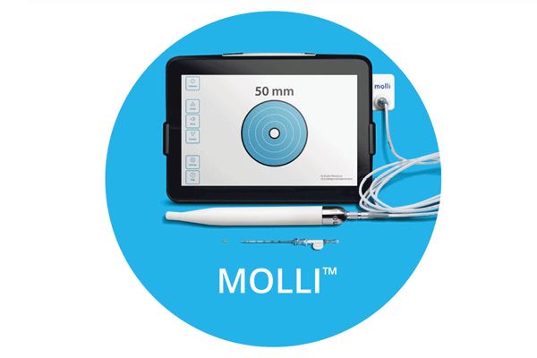 MOLLI consists of an implantable marker, detection wand and visualization tablet that together, provide superior tumor localization.