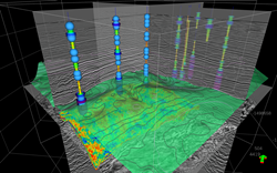IVAAP's new 3D Schematics supports contours for grid surface and seismic horizon, intersection lines for seismic horizon, state definition fill for well, transparency for seismic, and more.
