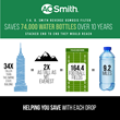 An A. O. Smith Reverse Osmosis Filter is the equivalent of 7,400 plastic bottles per year.