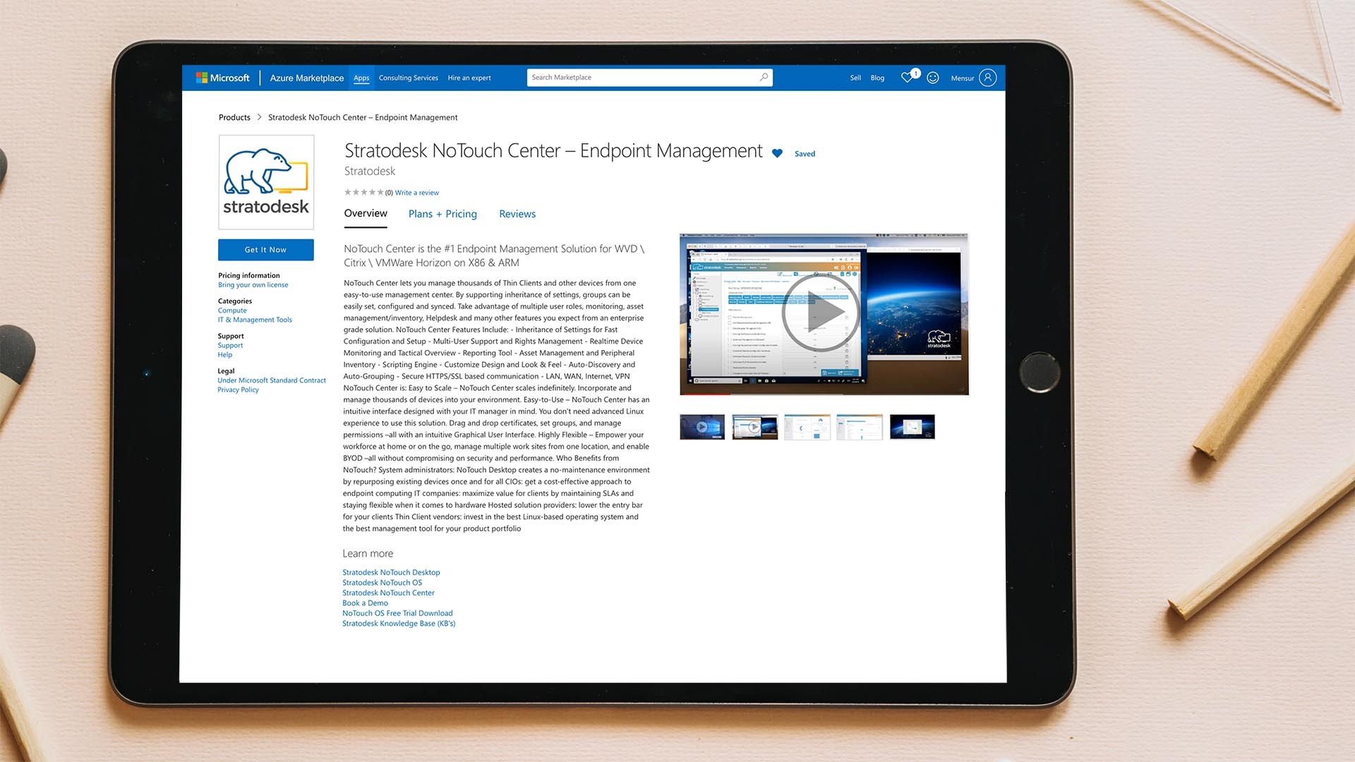 Stratodesk NoTouch Center on Azure Marketplace