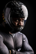 Akwasi Frimpong, Olympic skeleton athlete, poses with his Wakanda helmet