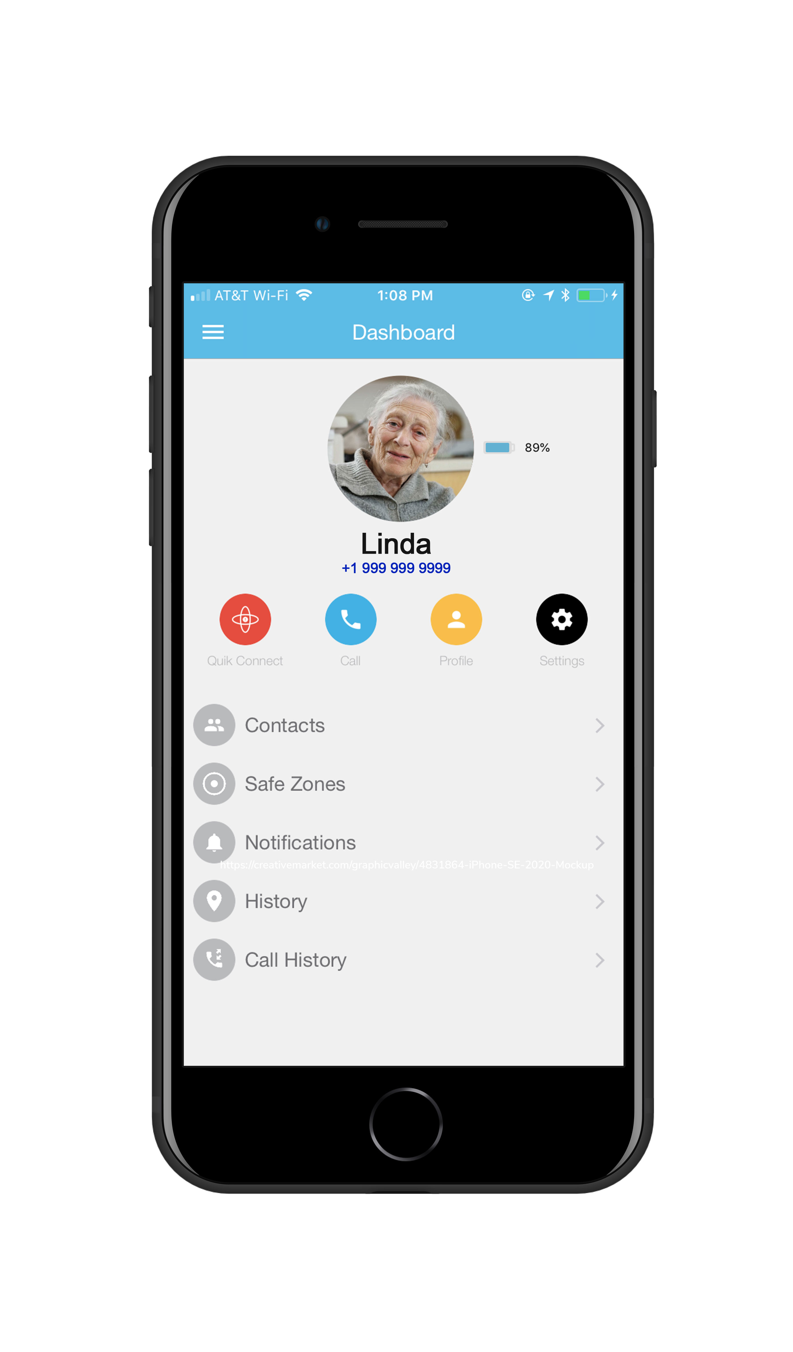 Theora Link smartphone app for family members and professional caregivers