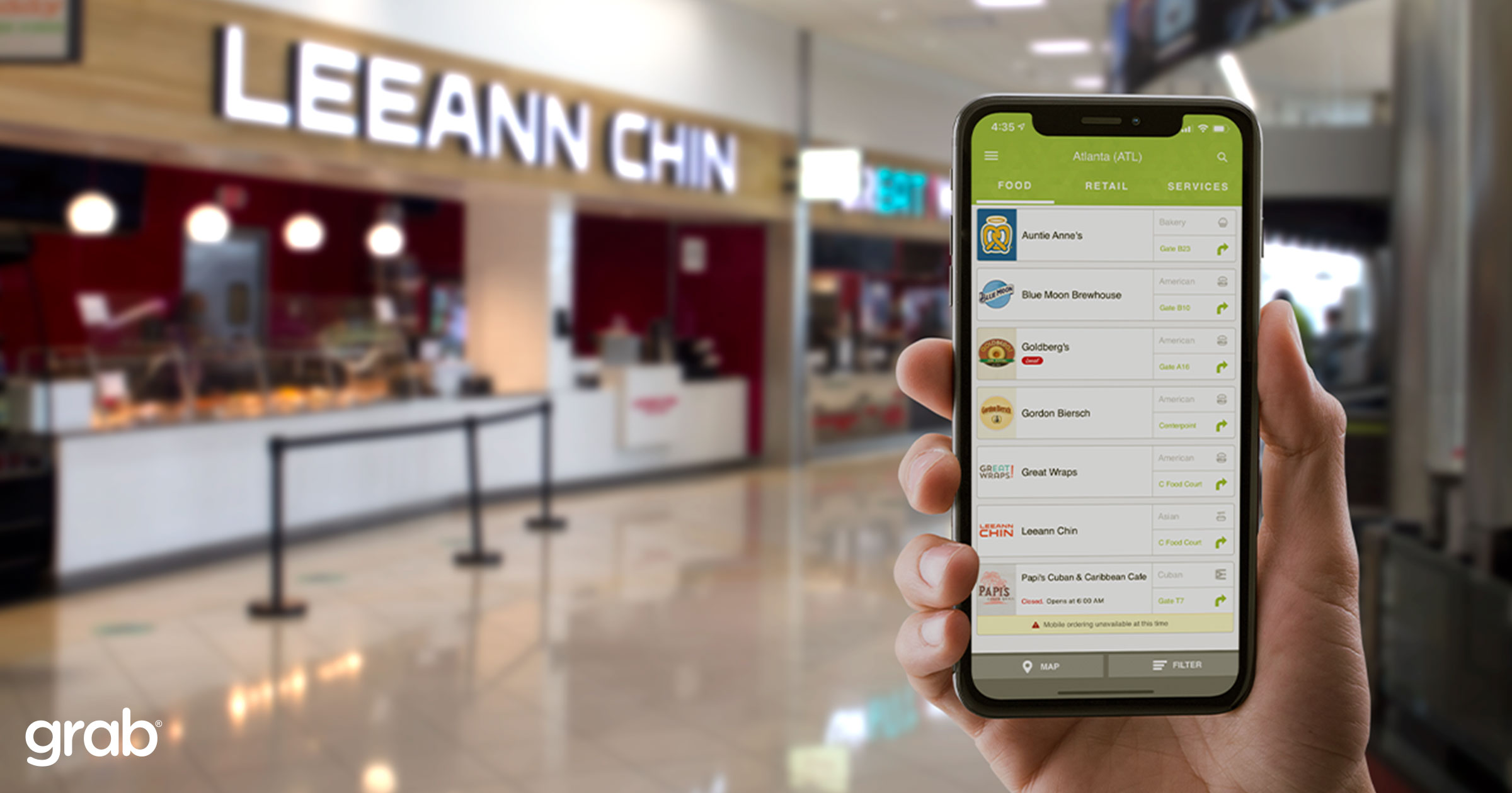 A product of Servy, Grab is the largest e-commerce platform in airports worldwide. It can link all restaurants and retailers together with customers through a variety of different digital channels.