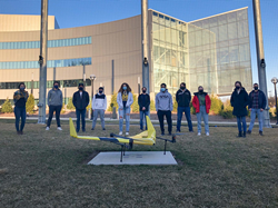 The Michigan Vertical Flight Technology Team from University of Michigan won 1st place in the inaugural VFS Design-Build-Vertical-Flight Student Competition. U. Michigan photo.